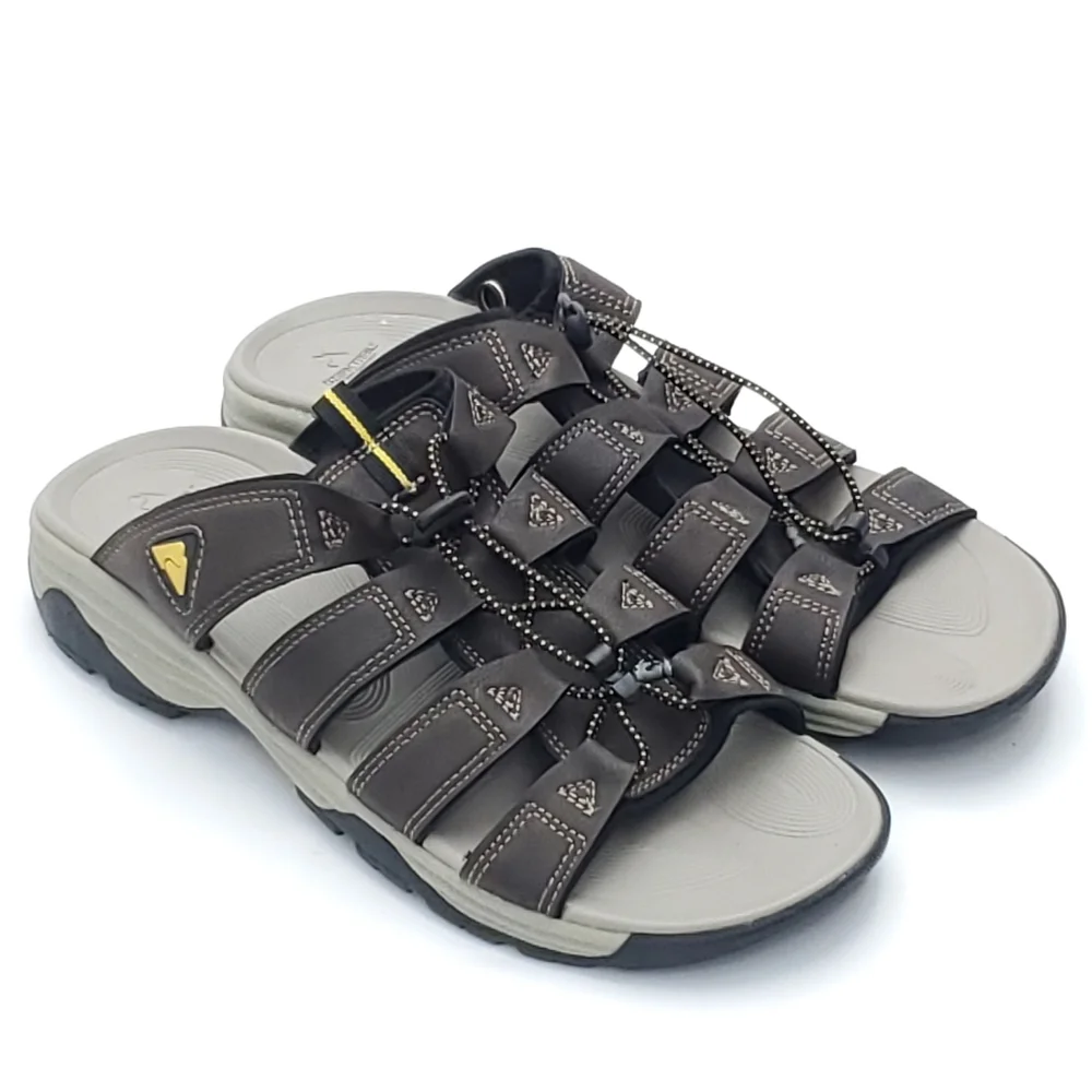 NEW Ozark Mens Trail Fisherman Slide Slip On Sandals Gray/Brown Summer Size 11